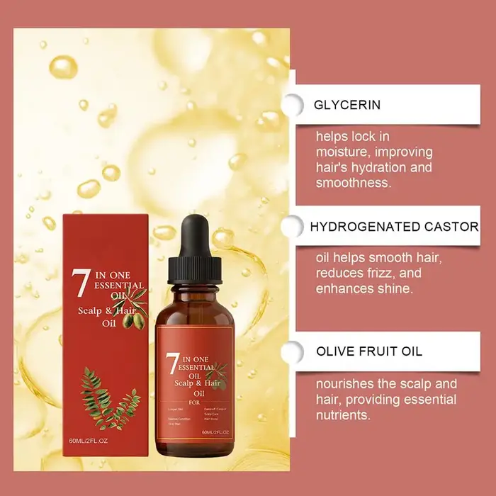 Huile Essentielle 7-en-1 pour Cuir Chevelu et Cheveux
