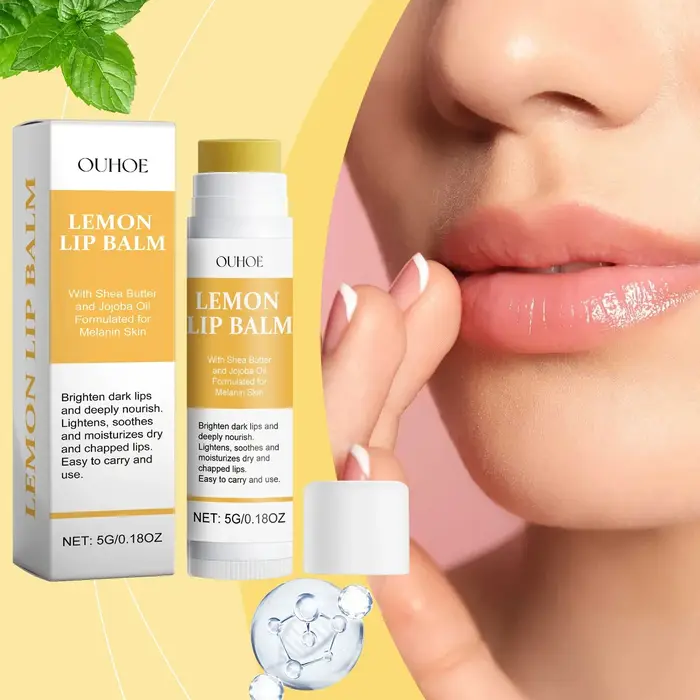 Baume à lèvres citron gingembre curcuma mélanine foncée enlever masque brillant huile exfoliant propre améliorer la