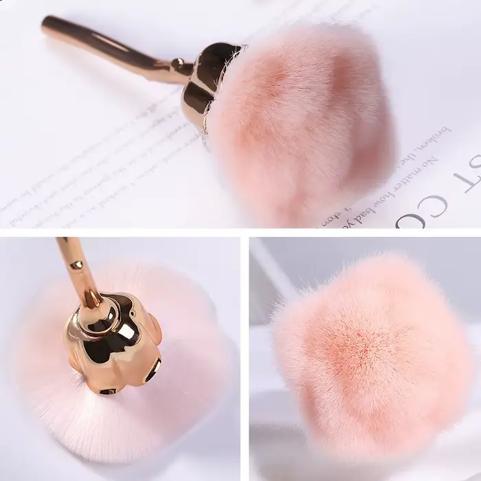 Brosse à ongles à fleurs pour manucure, en forme de Rose dorée, ronde, petite poudre de vernis Gel U