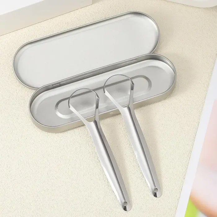 Nettoyeurs de langue en acier inoxydable, grattoir à langue pour adultes, garçons et filles, outils