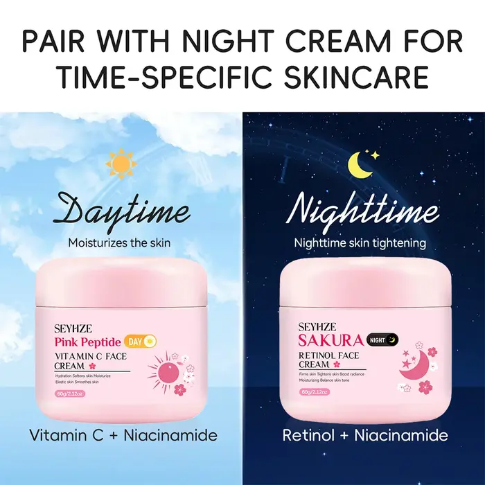 Crème de jour et de nuit SEYHZE Sakura riche en rétinol + vitamine C/E