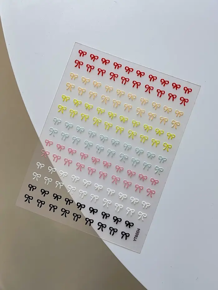 Autocollants pour Nail Art avec nœuds colorés en relief, Laser doux, or et argent, autocollants auto