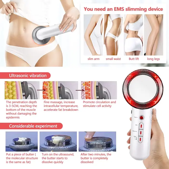 Masseur corporel ultrasonique infrarouge 3 en 1 EMS, réduction du visage, Anti-Cellulite, brûleur de graisse, perte de poids, Machine amincissante à infrarouge