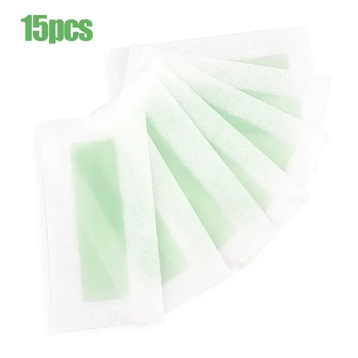 15 pièces/ensemble outil d'épilation bandes de cire épilation lingette autocollant pour visage jambe