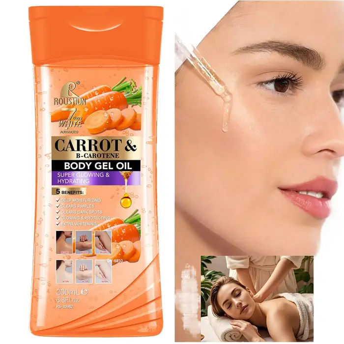 200ML CARROT B-CAROTENE BODY GEL OIL Huile corporelle essentielle hydratante unisexe pour le soin complet du corps