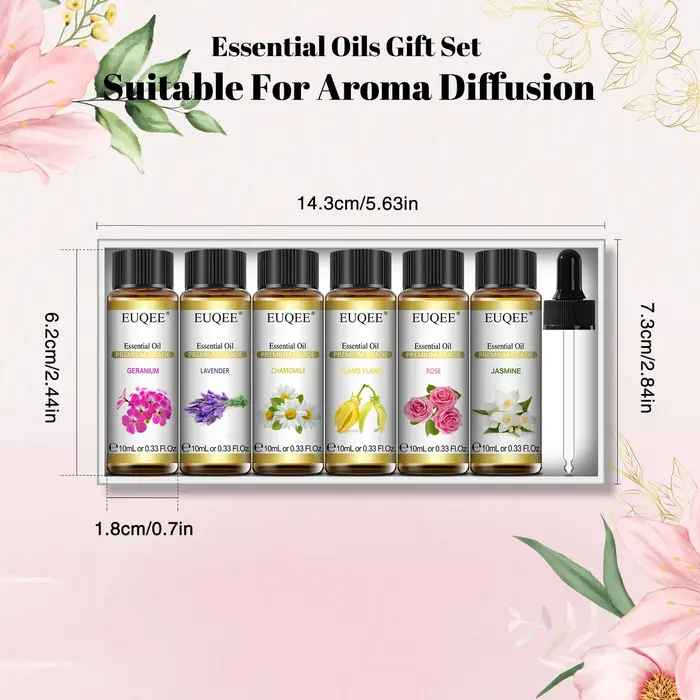 EUQEE huiles essentielles Set 6 bouteilles 10ml