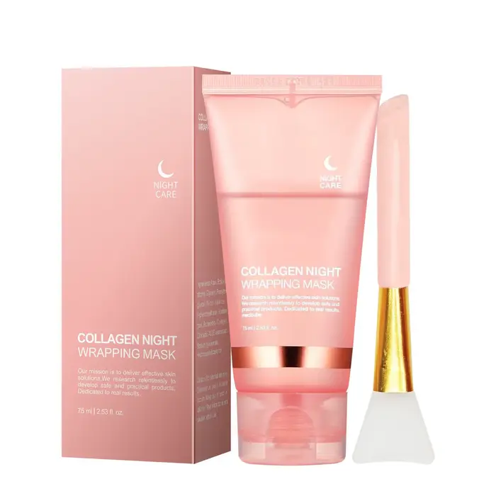 Crème de nuit peeling au collagène avec brosse, masque détachable, réduit les ridules, nourrit en pr