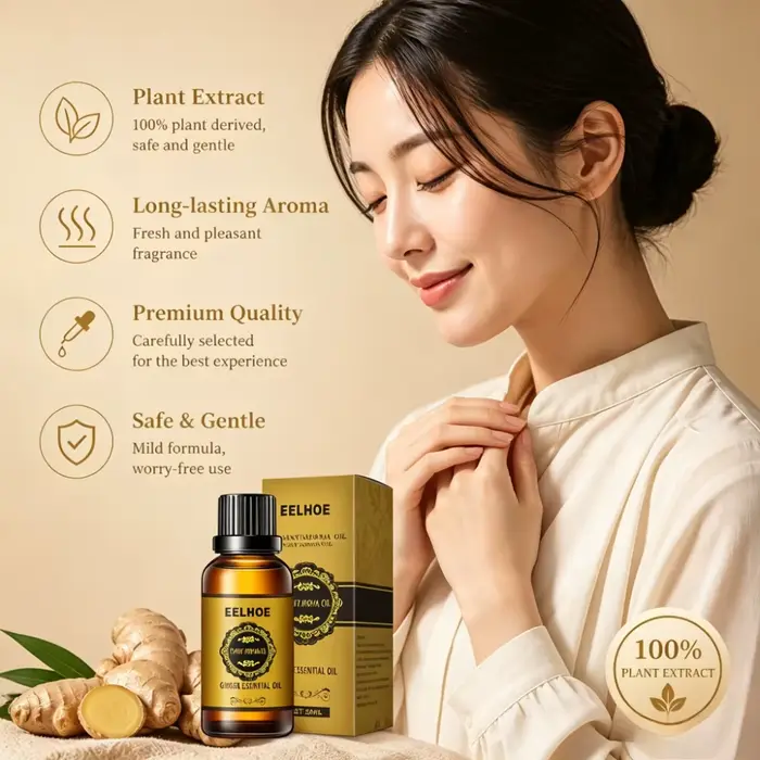 Huile essentielle de gingembre, huile de massage aromatique naturelle à base de plantes, nourrissant
