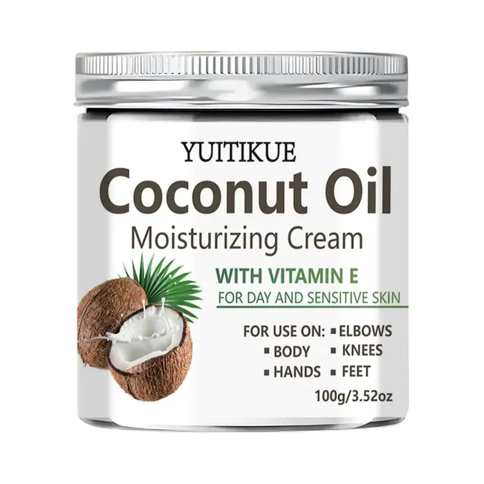 Crème hydratante à l'huile de coco YUITIKUE avec vitamine E | Pour la peau sensible et les journées de travail | Soins