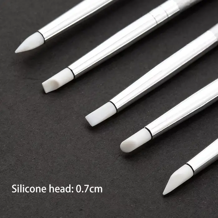 Brosse à ongles en Silicone, 5 pièces, Sculpture, gaufrage, poterie creuse, Sculpture, Gel UV façonn
