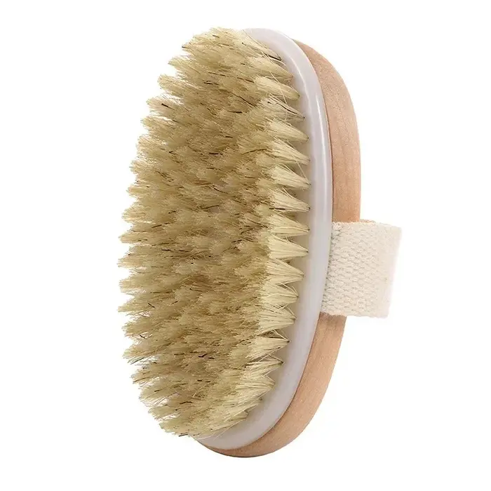 Brosse de Massage pour la peau sèche 2 en 1, poils naturels, dissolvant de peau morte, Anti-Cellulit