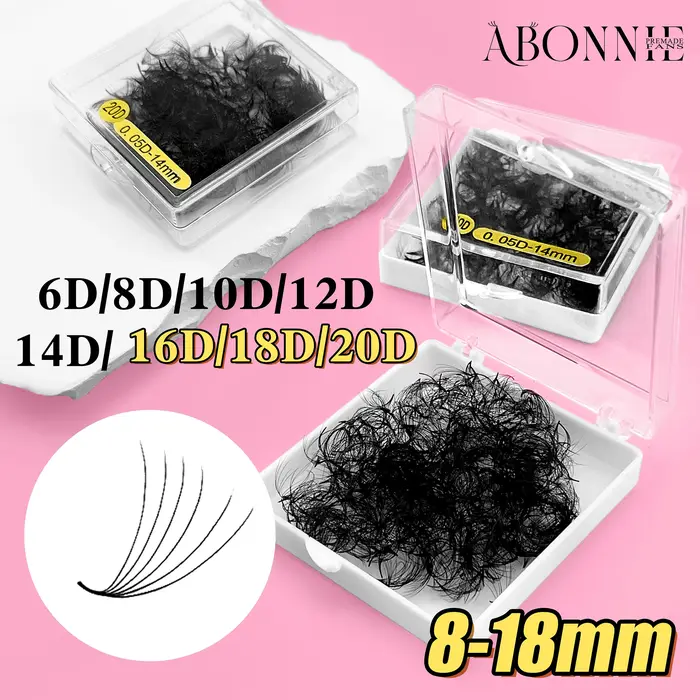 ABONNIE ample 8D-20D Base pointue tige courte préfabriquée ventilateurs de Volume russe Faux vison E
