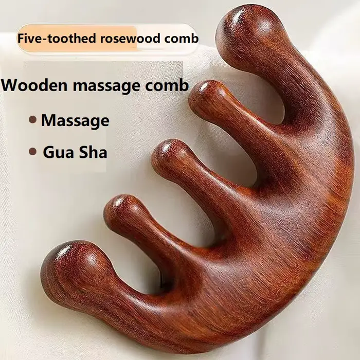 Nouveau Massage en bois masseur peigne cuir chevelu tête huile masseur cuir chevelu cheveux peigne o