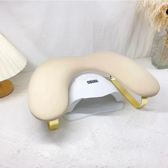 Coussin repose-bras en forme de U pour manucure avec support de téléphone inclinable