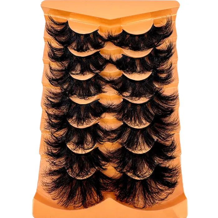 7 paires 25mm 8D Faux cils de vison en vrac moelleux naturel