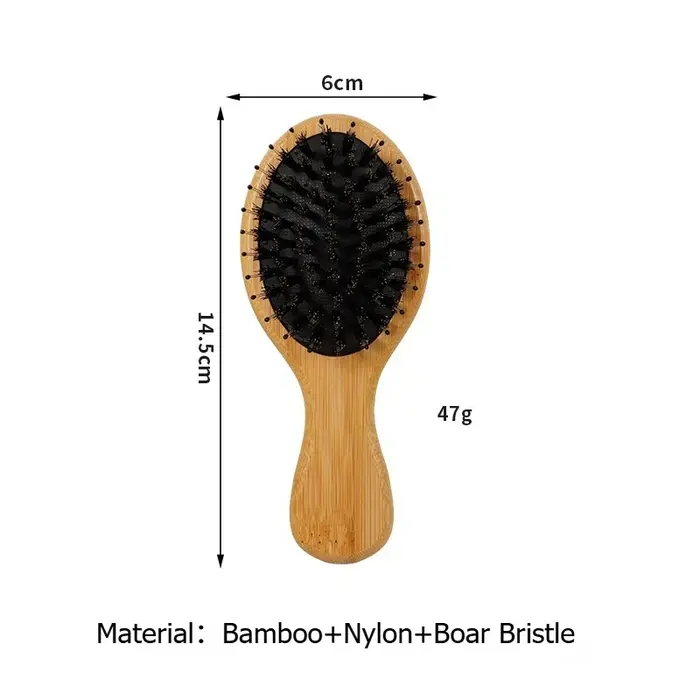 Brosse à cheveux en bambou avec coussin d'air et picots massants