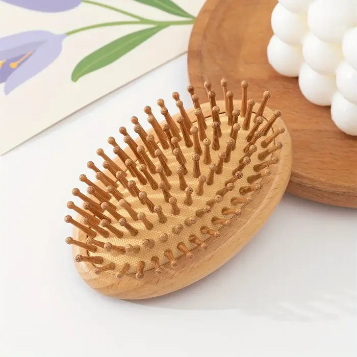 Peigne à coussin d'air en bambou et bois, peigne de massage du cuir chevelu, adapté pour démêler les