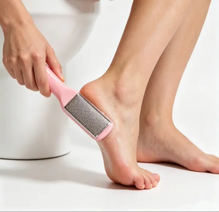 Kit de gommage des pieds pour éliminer les peaux mortes : 1 ensemble de tampons exfoliants double face et 1 pince