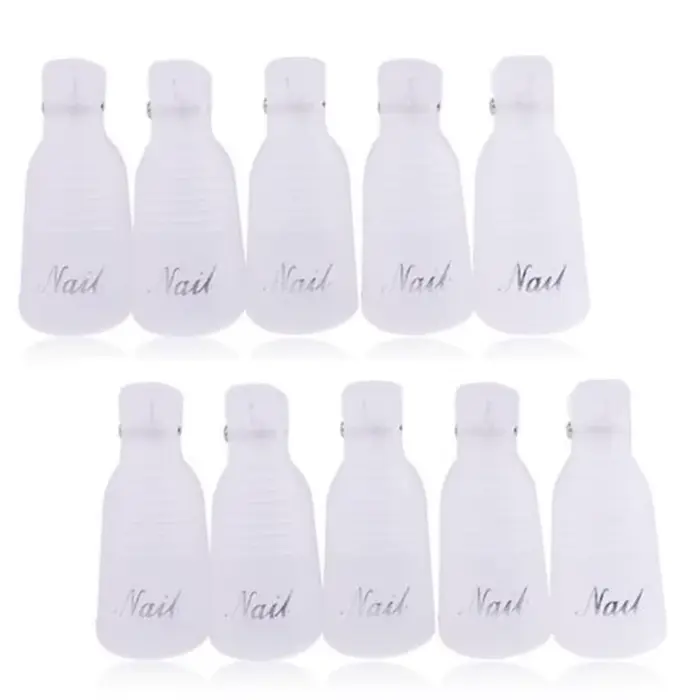 Clips dissolvant de vernis Gel UV, 10 pièces/boîte, Clips colorés en acrylique pour Nail Art, capuch