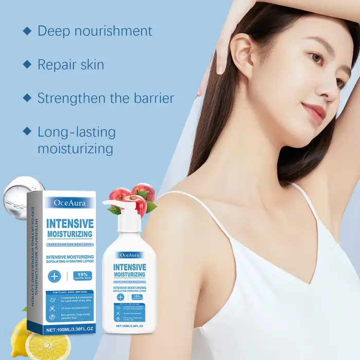 Lotion pour le corps de guérison intensive pour peaux sèches - Hydratant exfoliant Soin pour la peau non grasse
