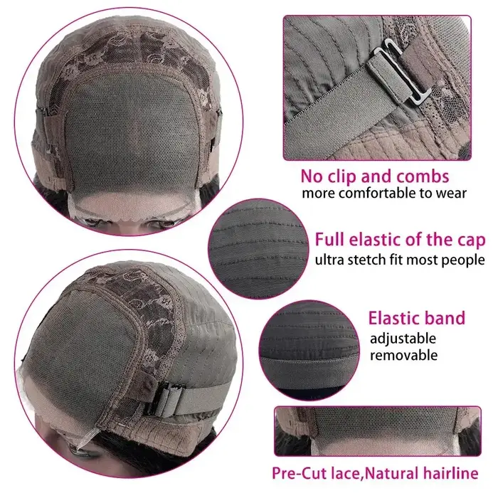 Perruques bouclées Deep Wave pré-plumées avec fermeture à lacet HD, cheveux humains sans colle, prêt