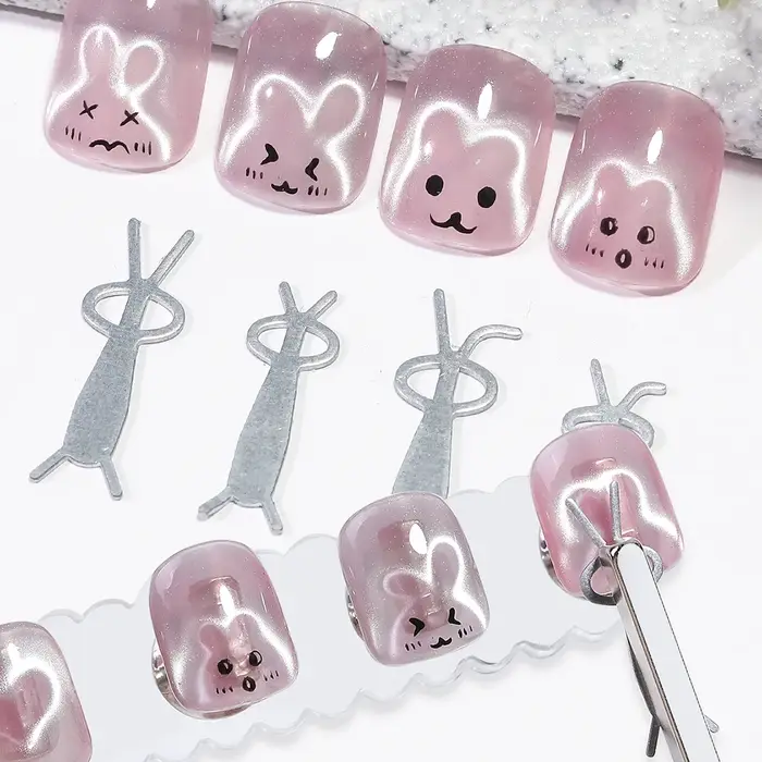 Ensemble d'aimants œil de chat avec fer pour ongles, lapin en forme de cœur, conception magnétique,