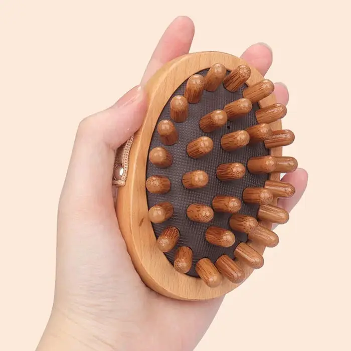 Brosse de massage corporelle en bois pour la cellulite et l'amélioration de la circulation sanguine lymphatique