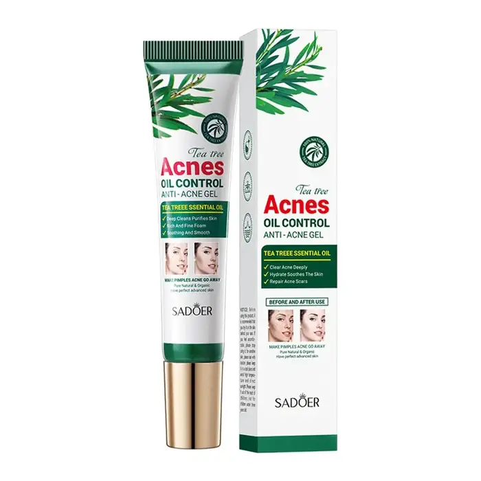 Crème anti-acné à l'arbre à thé SADOER, soin du visage, contrôle du sébum, crème gel hydratante pour