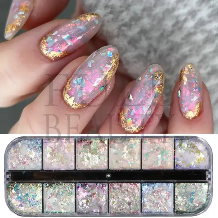 12 grilles irisées pour ongles