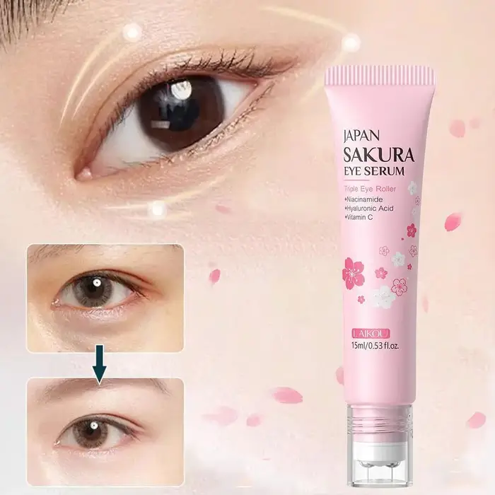 Crème raffermissante pour les yeux LAIKOU Sakura avec bille roulante