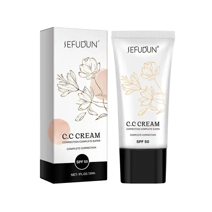 Crème CC Coréenne à Couleur Changeante SPF 50, Couvrance Totale, Unifie le Teint, Auto-Adaptative