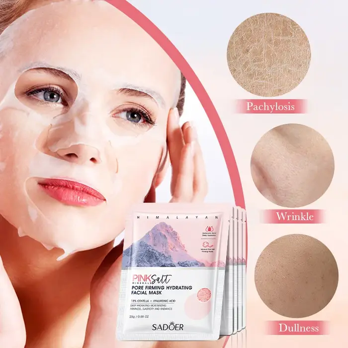 5 pièces SADOER himalayen rose sel masque pour le visage hydratant éclaircissant raffermissant