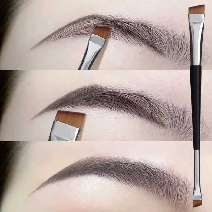 Brosse à sourcils professionnelle, Eyeliner, lame à tête plate coudée, pinceaux de maquillage pour C