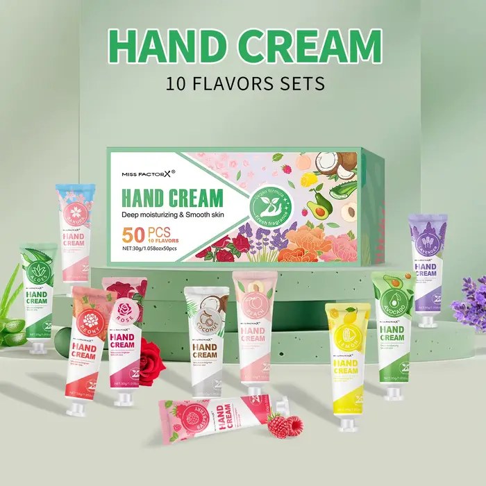 50 pièces/boîte 10 crème pour les mains parfumée-hydratante