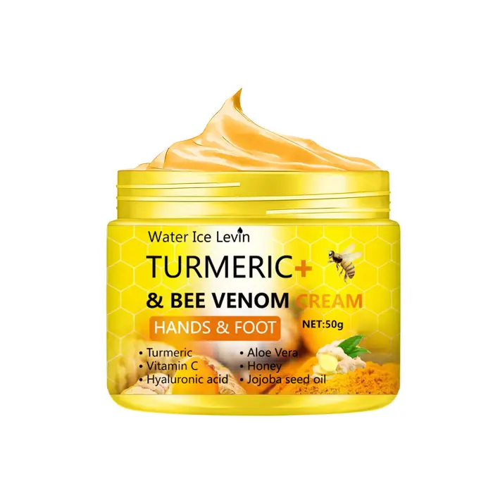 Crème pour les mains et les pieds au curcuma et au venin d'abeille 50g, hydratant au miel et à l'alo