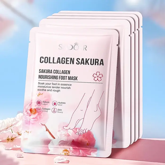 5 paires de masques nourrissants pour les pieds au collagène Sakura SADOER