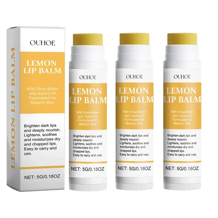 Baume à lèvres citron gingembre curcuma mélanine foncée enlever masque brillant huile exfoliant propre améliorer la