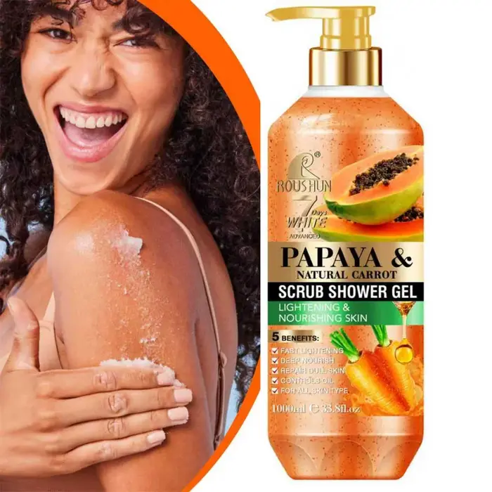 Gel douche exfoliant à la papaye et à la carotte ROUSHUN 1000ML