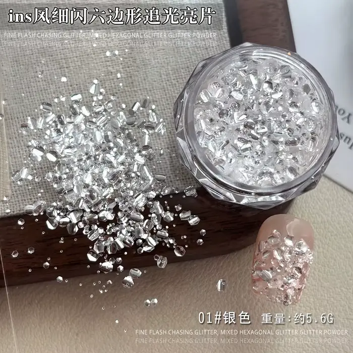 2 bouteilles de paillettes hexagonales Ultra-fines pour ongles, bulle 3D Super brillante, paillettes