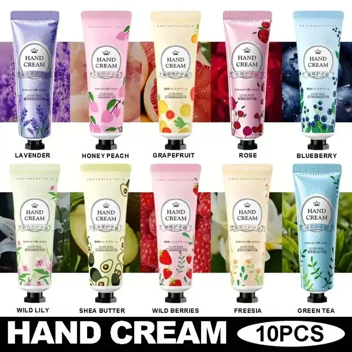 Crème pour les mains florale aux fruits, 10 options de saveur différentes, crème hydratante anti-fis