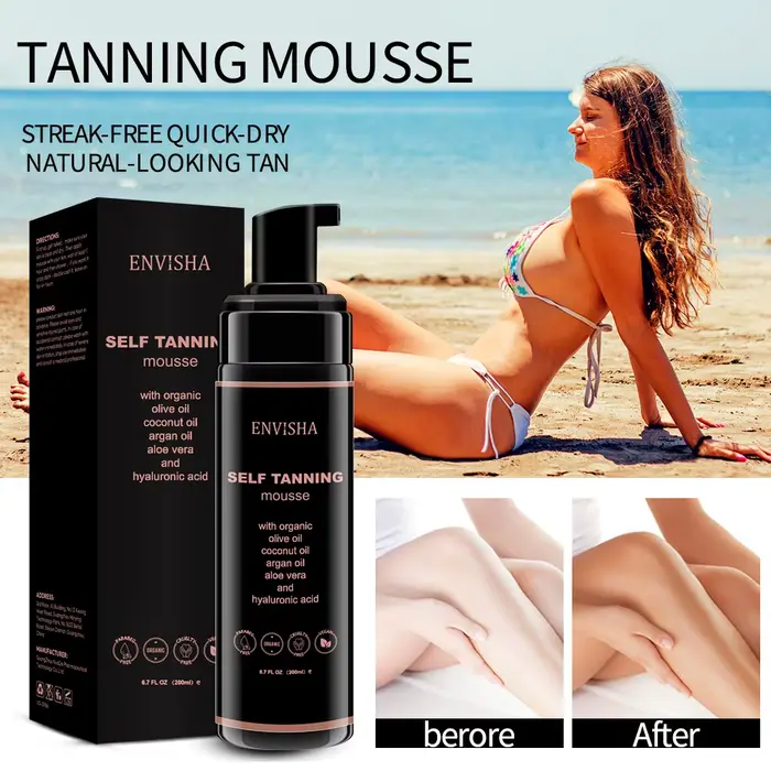 Envsha – Mousse autobronzante pour le visage, soin du corps, Spray, crème bronzante, hydratant, fond