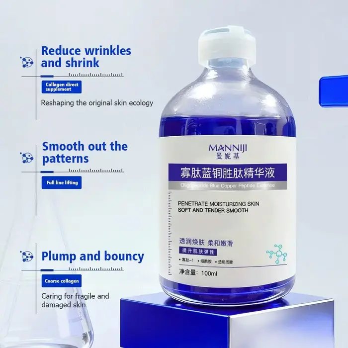 Essence raffermissante au cuivre et aux peptides bleus et rouges