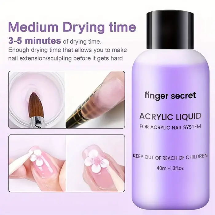 Cristal monomère liquide acrylique pour ongles, 40ml/75ml/120ml/240ml, pour Nail Art, Extension de p