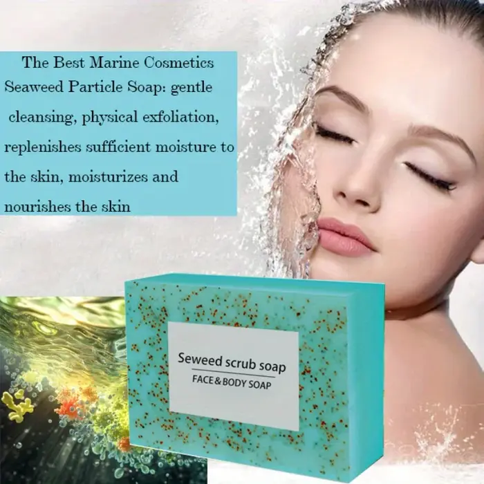 Le savon exfoliant aux algues est riche en vitamine E. Il contient de l'huile d'olive