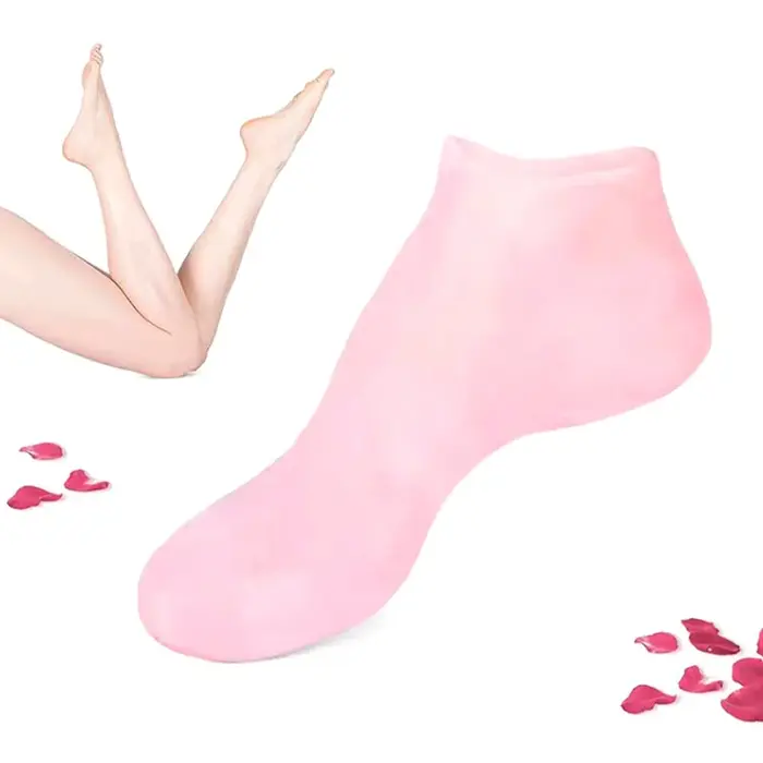 1 paire de chaussettes en gel de silicone hydratantes anti-fissures pour les pieds