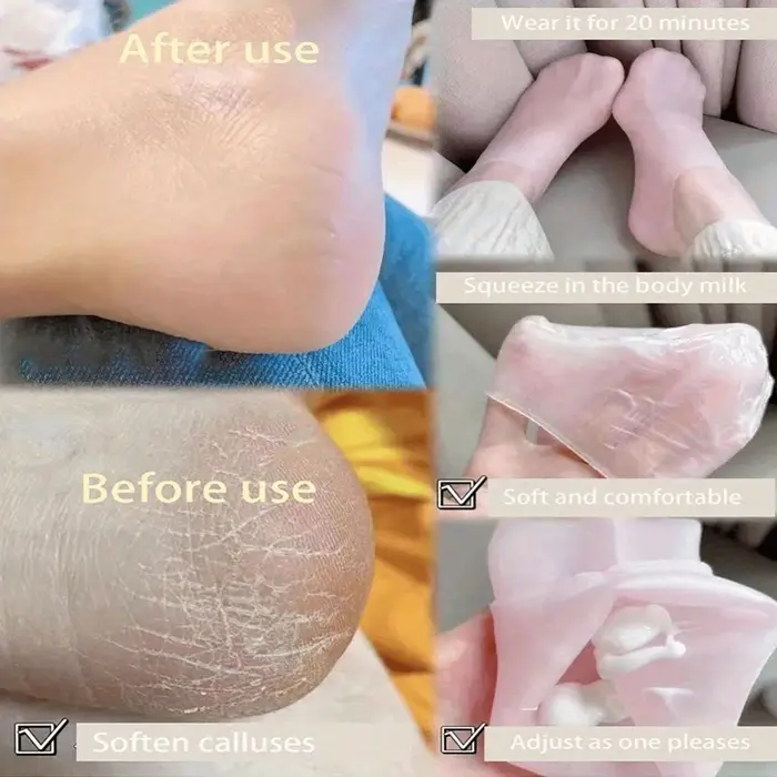 2 paires de chaussettes hydratantes en silicone pour les pieds