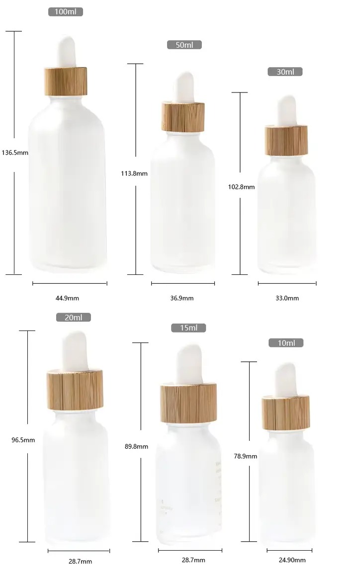 Flacons compte-gouttes huile essentielle pour soins cosmétiques de la peau 5ML-100ML récipient à Pipette en verre