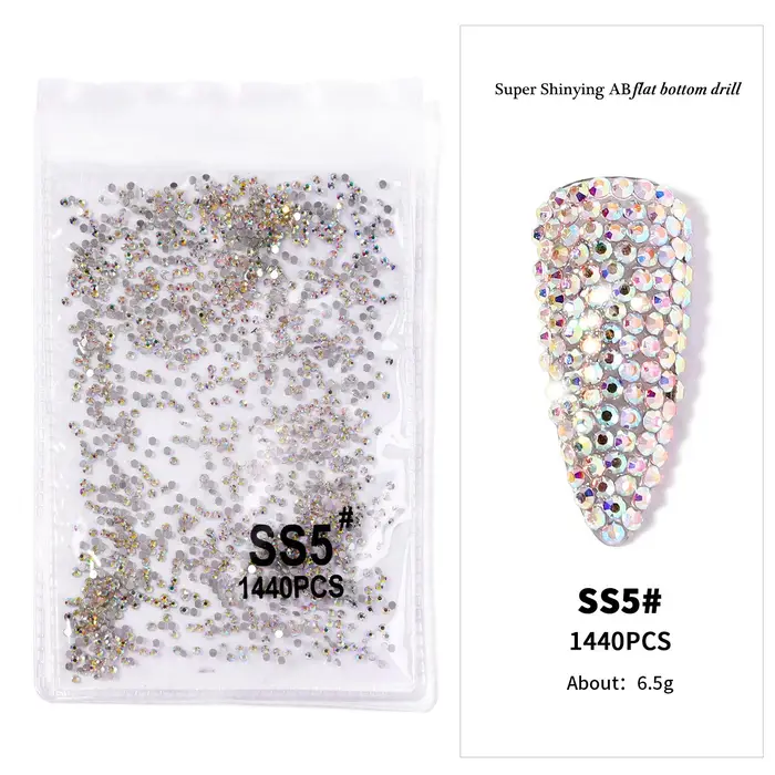 Strass pour ongles blancs clairs à fond plat