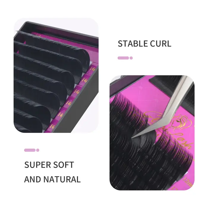 Glamlspatule-Extension de cils en vison naturel, 16 rangées, courbure BCCCD, faux cils individuels h