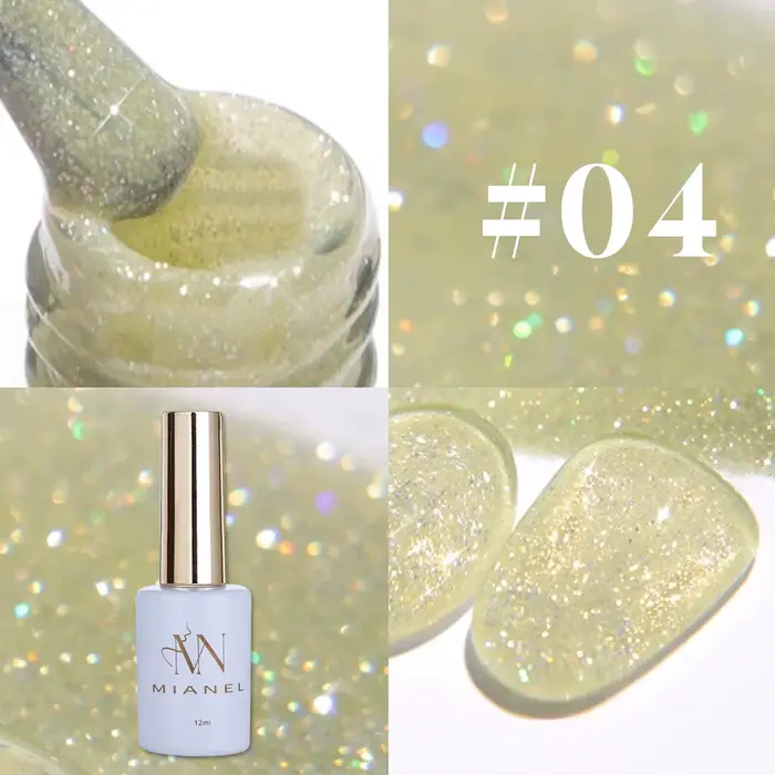 MN 1-9PCS Série de vernis à ongles gel rose, bleu, blanc, vert avec paillettes scintillantes et effe